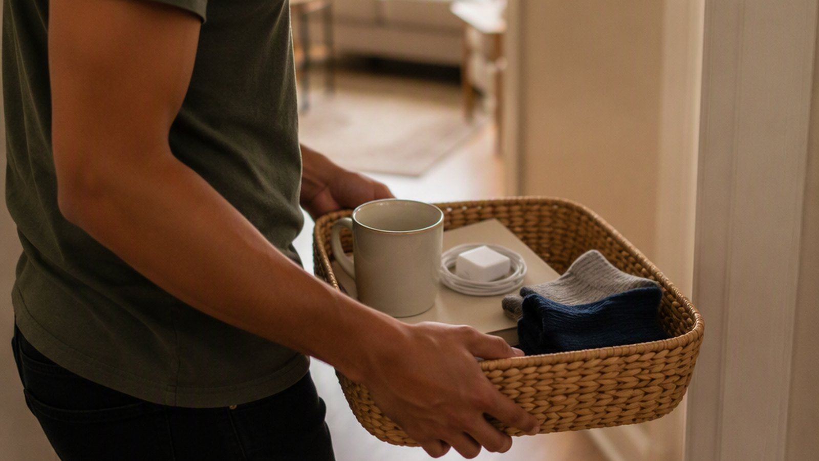 Use a Transfer Basket for Items That Belong in Another Room